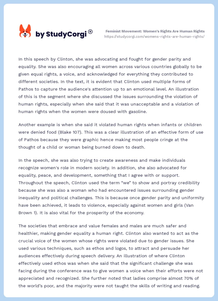 Feminist Movement: Women’s Rights Are Human Rights. Page 2