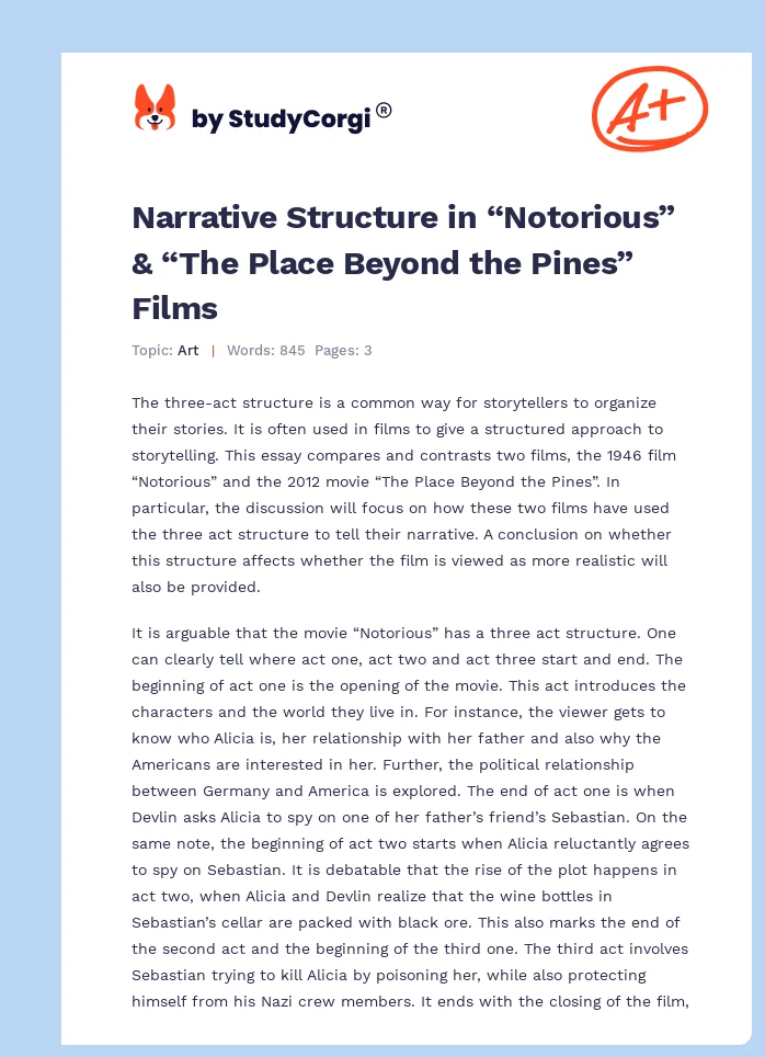 Narrative Structure in “Notorious” & “The Place Beyond the Pines” Films. Page 1