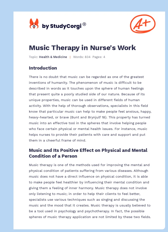 Music Therapy in Nurse's Work. Page 1