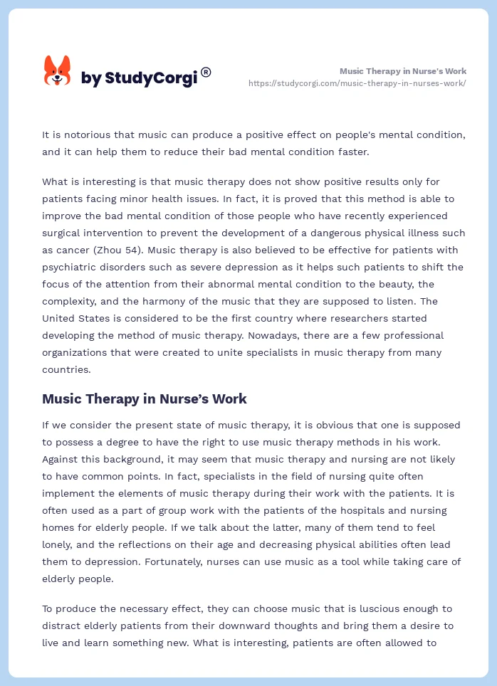 Music Therapy in Nurse's Work. Page 2