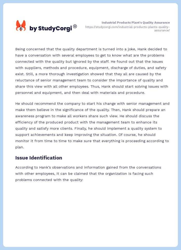 Industrial Products Plant's Quality Assurance. Page 2