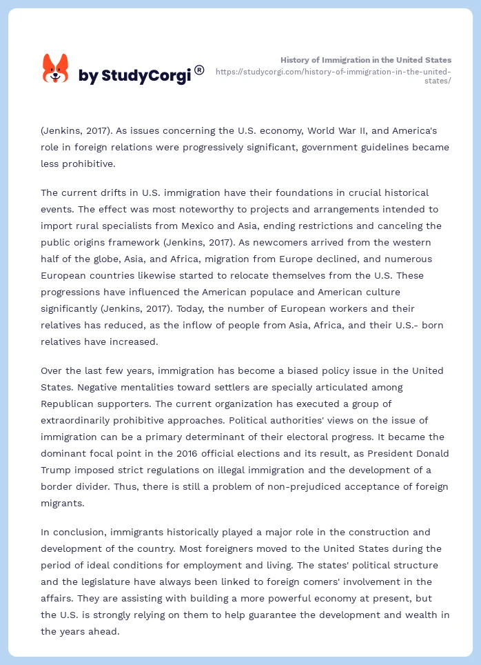 History of Immigration in the United States. Page 2