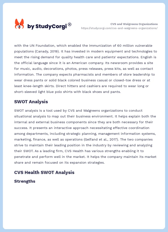 CVS and Walgreens Organizations. Page 2