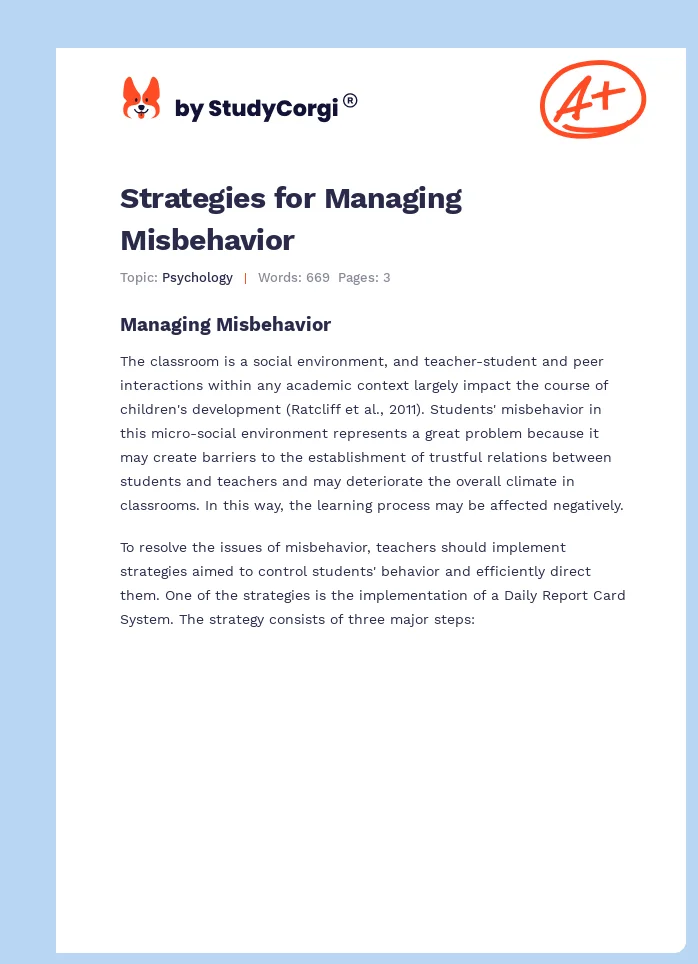 Strategies for Managing Misbehavior. Page 1