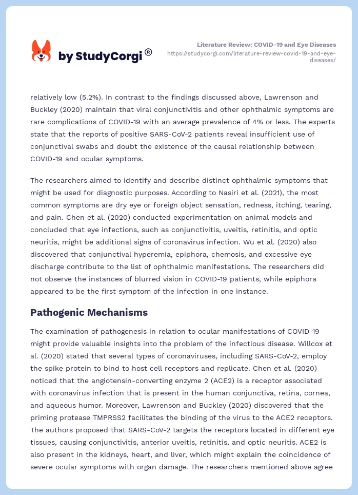 Literature Review: COVID-19 and Eye Diseases. Page 2