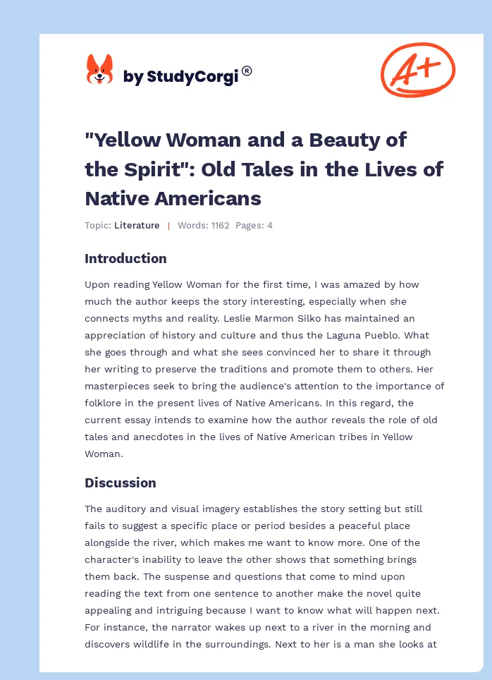 "Yellow Woman and a Beauty of the Spirit": Old Tales in the Lives of Native Americans. Page 1