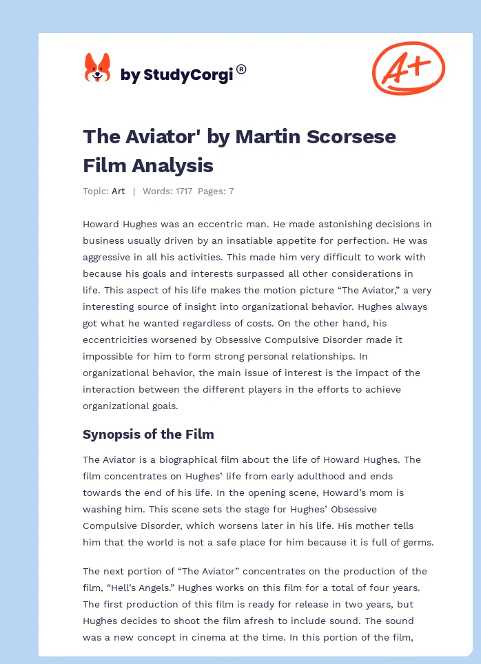 The Aviator' by Martin Scorsese Film Analysis. Page 1