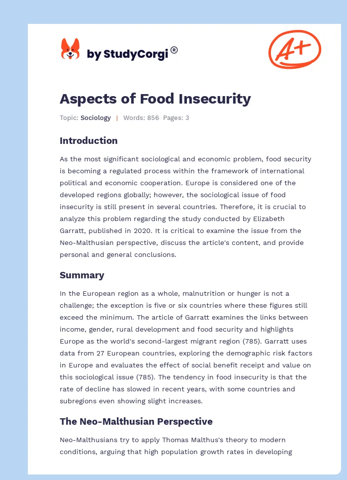 Aspects of Food Insecurity. Page 1