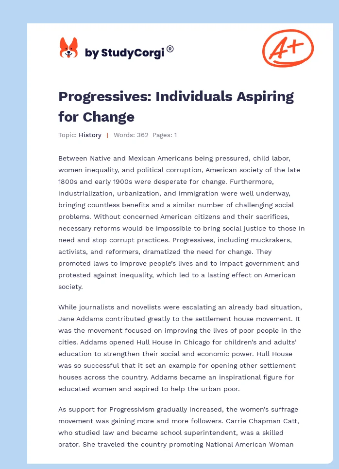 Progressives: Individuals Aspiring for Change. Page 1