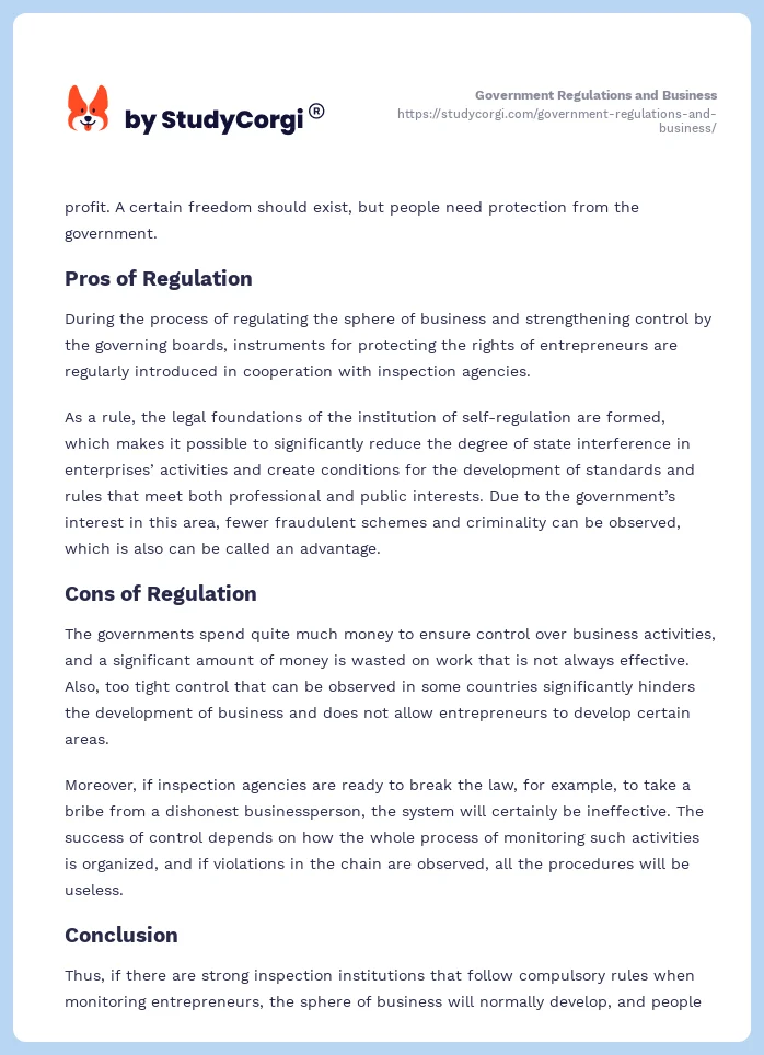 Government Regulations and Business. Page 2