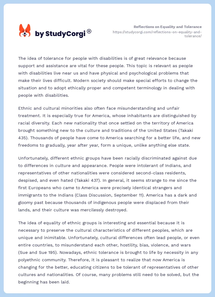 Reflections on Equality and Tolerance. Page 2