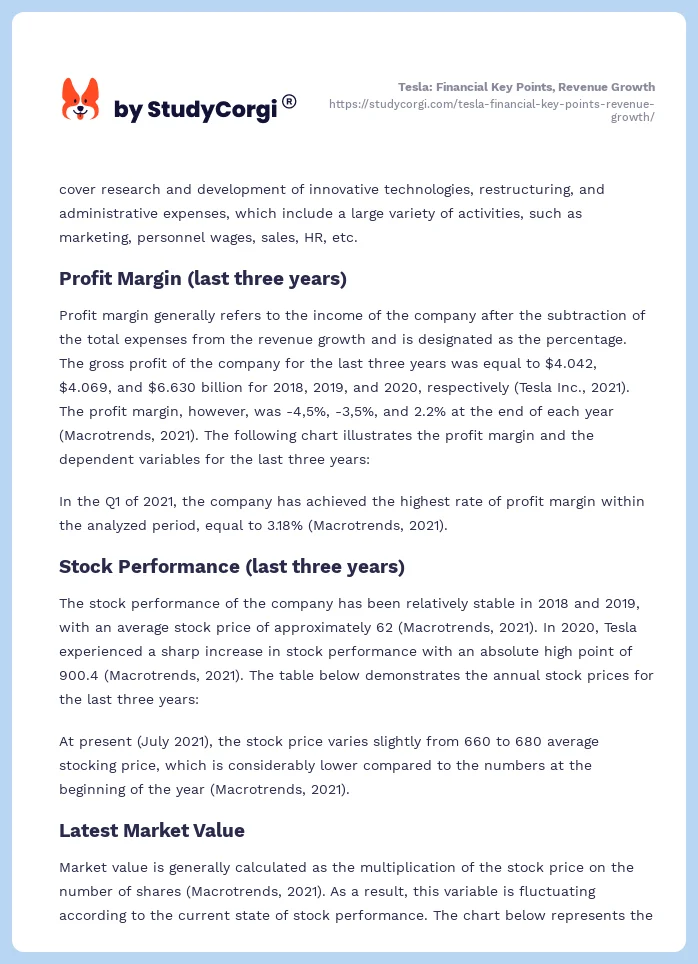 Tesla: Financial Key Points, Revenue Growth. Page 2