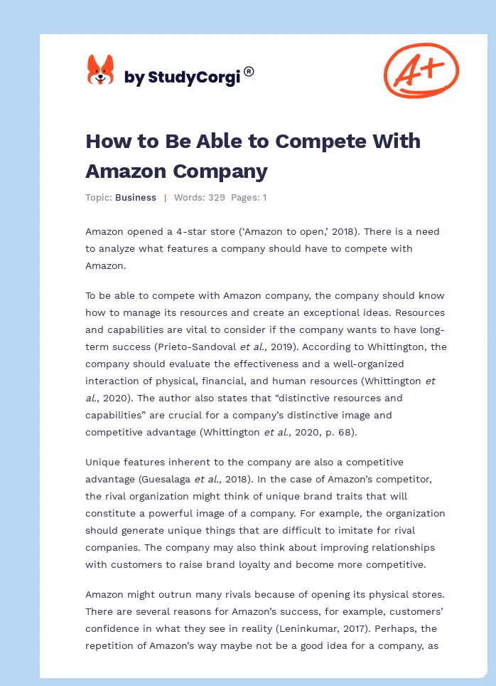 How to Be Able to Compete With Amazon Company. Page 1