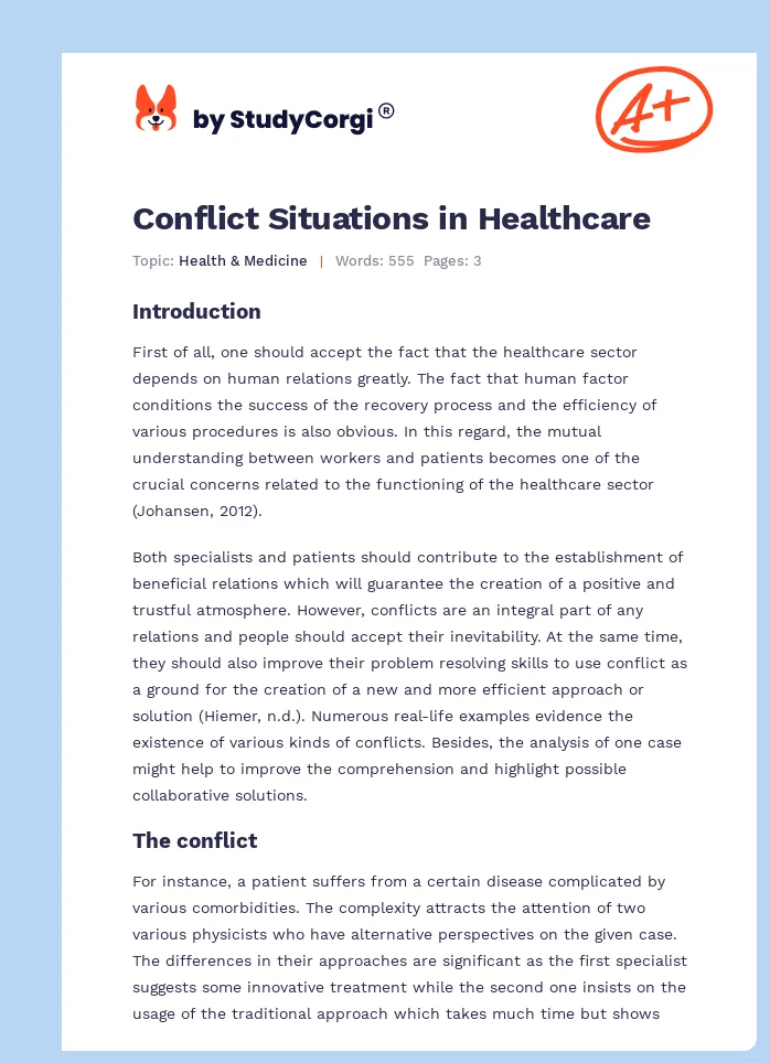 Conflict Situations in Healthcare. Page 1