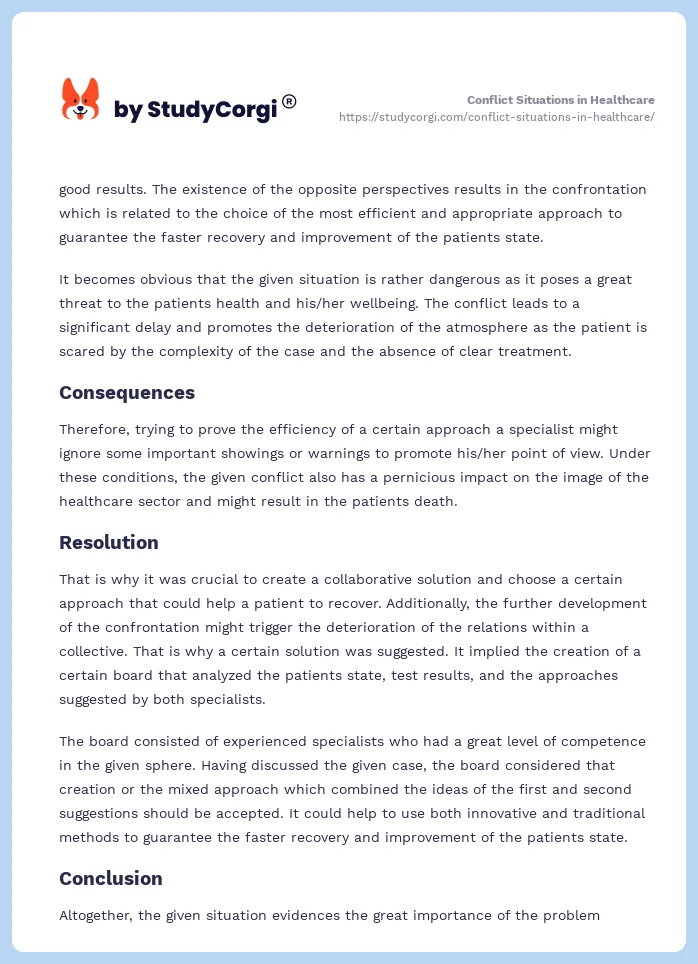 Conflict Situations in Healthcare. Page 2