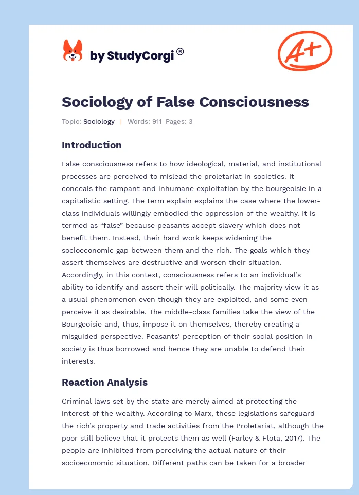 Sociology of False Consciousness. Page 1
