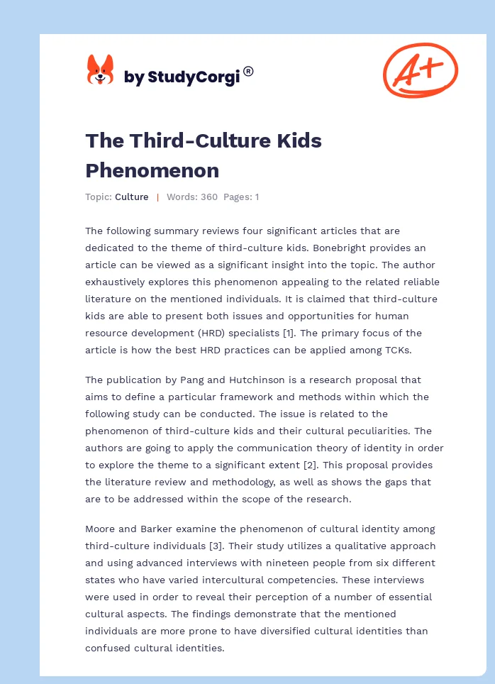 The Third-Culture Kids Phenomenon. Page 1