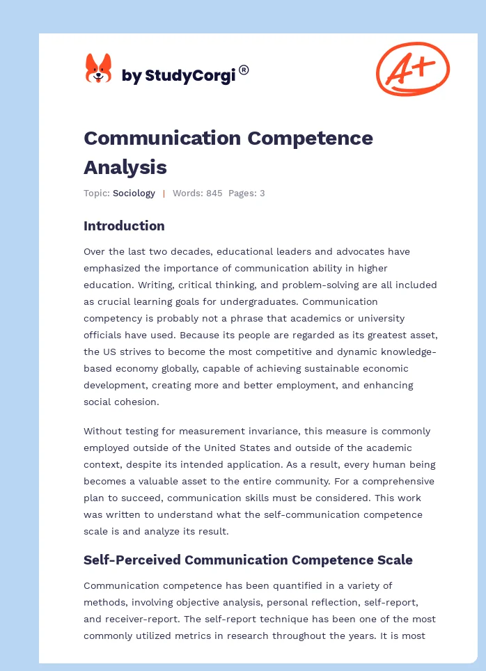 Communication Competence Analysis. Page 1