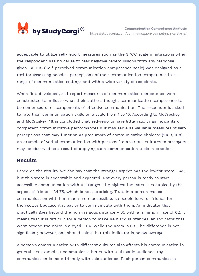 Communication Competence Analysis. Page 2