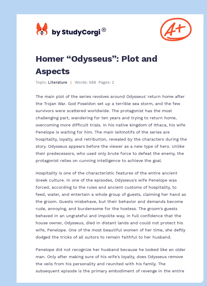 Homer “Odysseus”: Plot and Aspects. Page 1