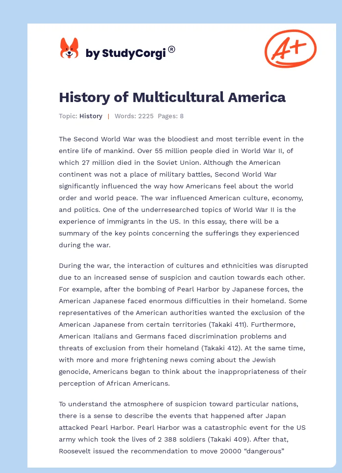 History of Multicultural America. Page 1
