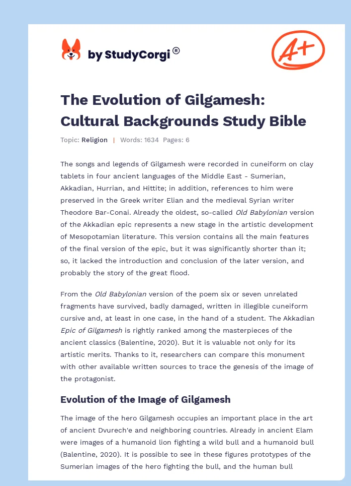 The Evolution of Gilgamesh: Cultural Backgrounds Study Bible. Page 1
