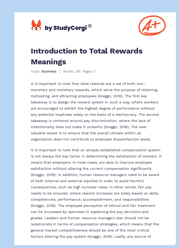 Introduction to Total Rewards Meanings. Page 1