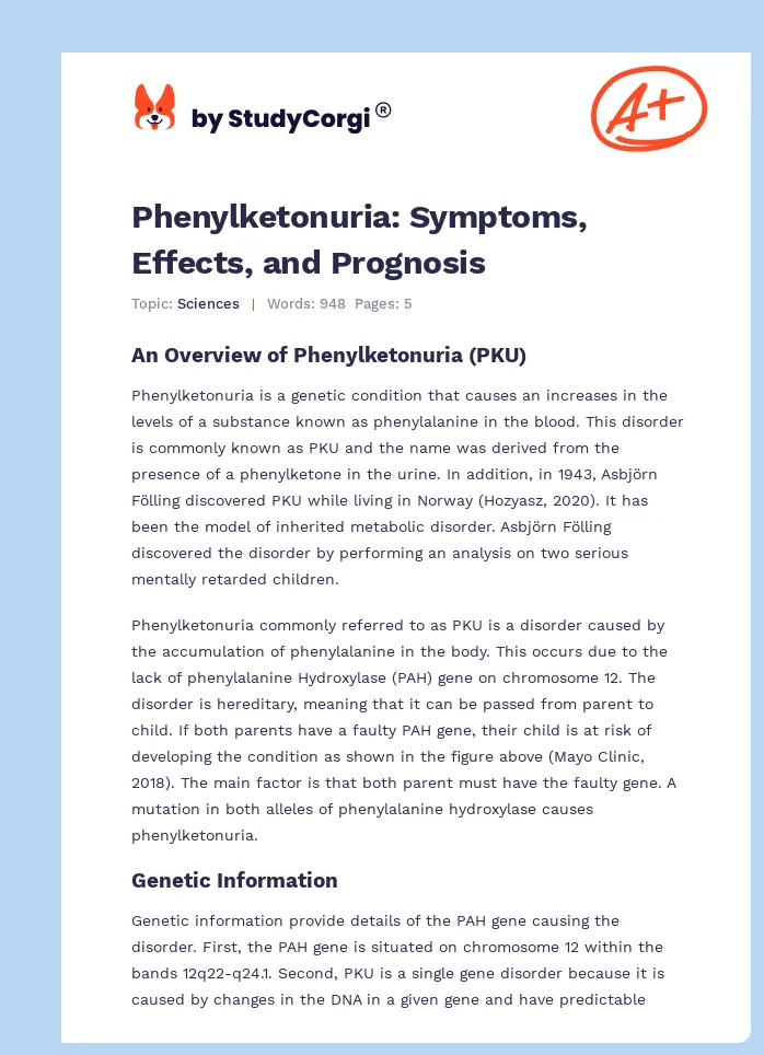 Phenylketonuria: Symptoms, Effects, and Prognosis. Page 1