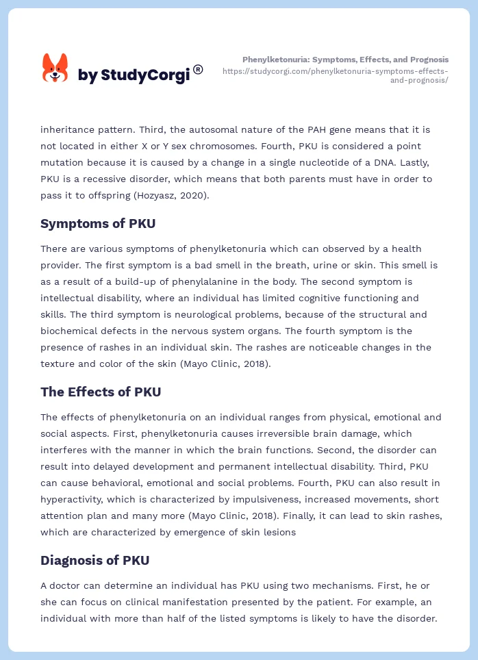 Phenylketonuria: Symptoms, Effects, and Prognosis. Page 2