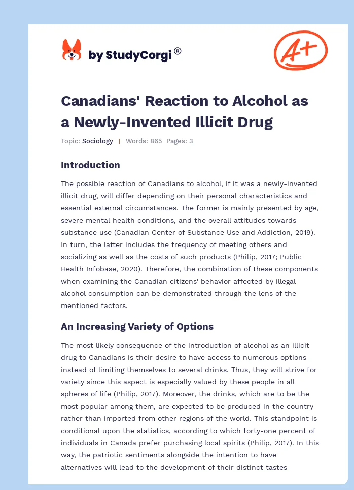 Canadians' Reaction to Alcohol as a Newly-Invented Illicit Drug. Page 1