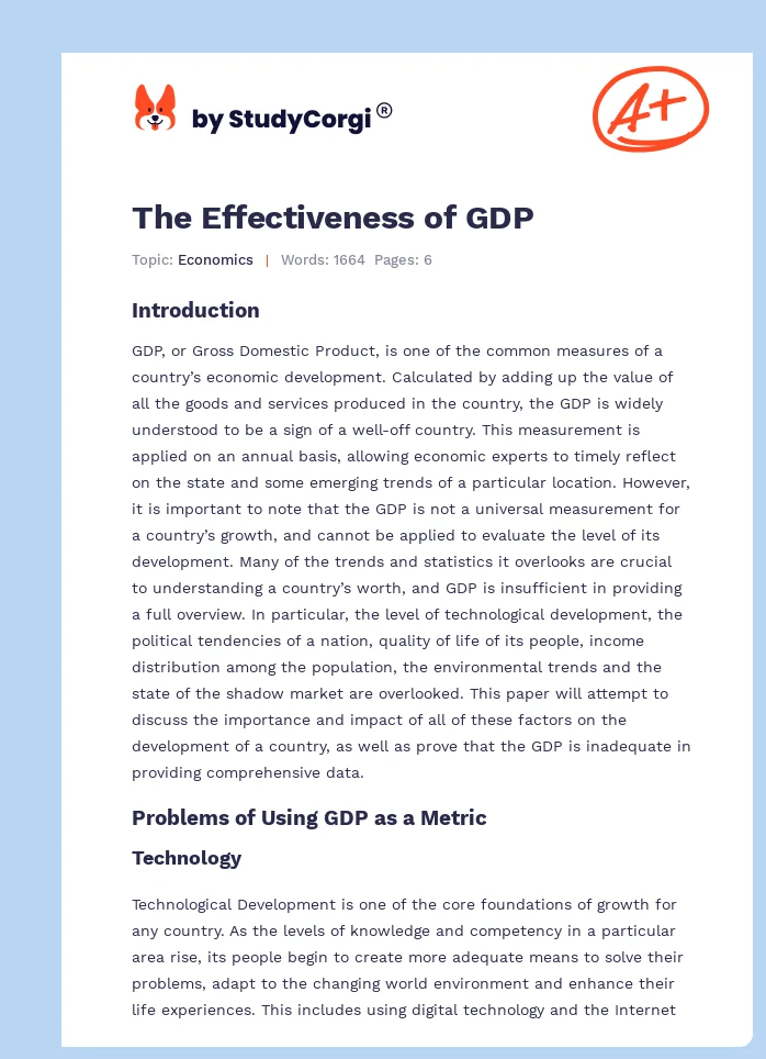 The Effectiveness of GDP. Page 1