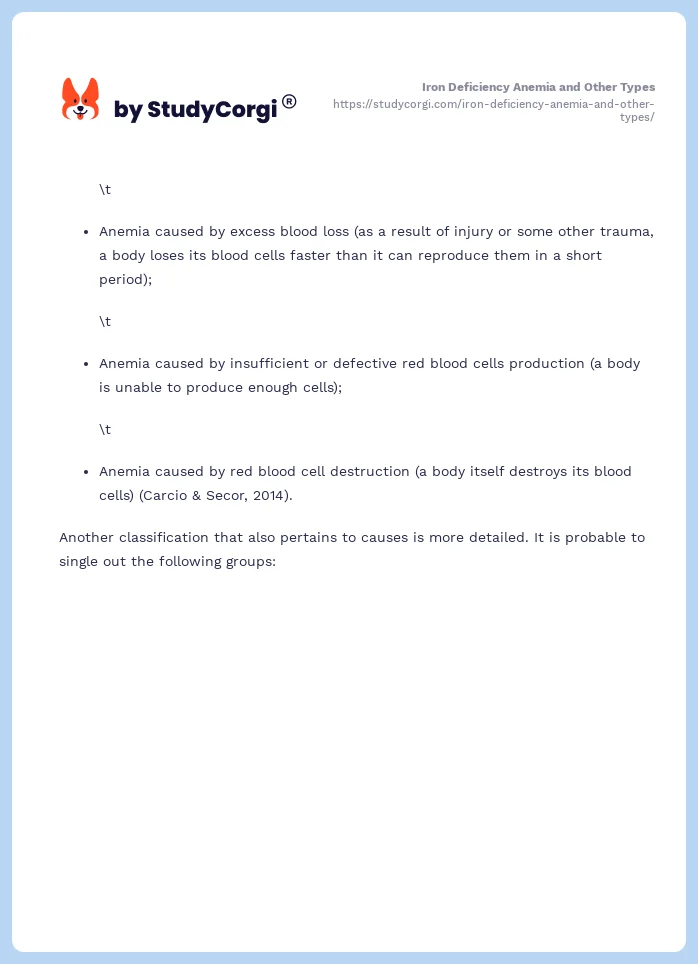 Iron Deficiency Anemia and Other Types. Page 2