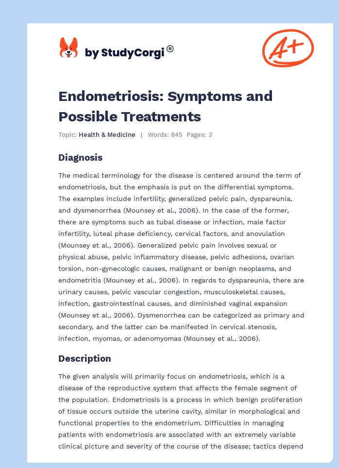 Endometriosis: Symptoms and Possible Treatments. Page 1