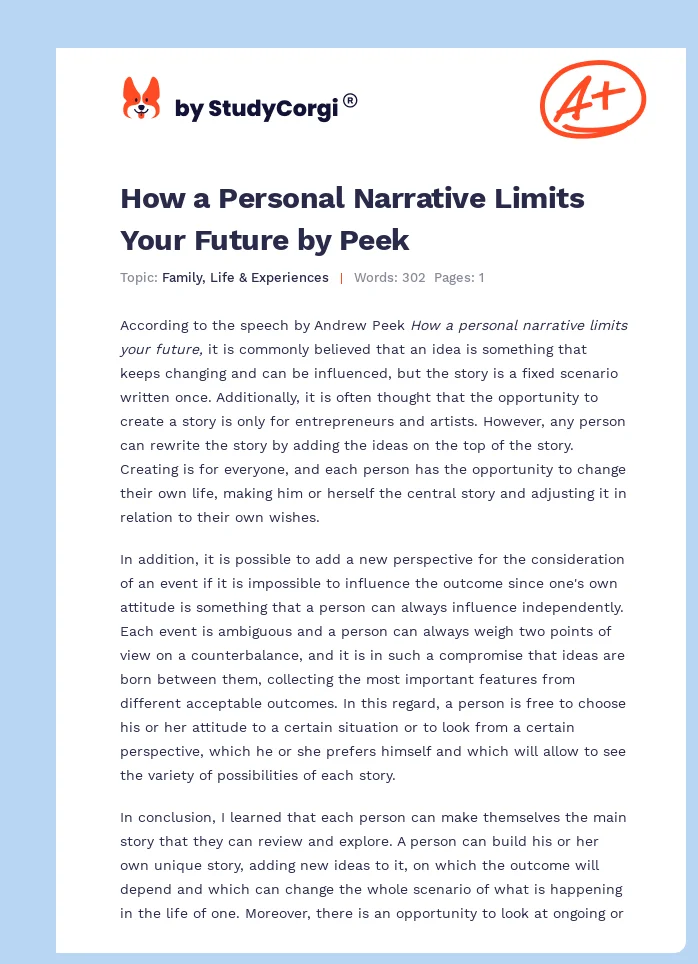 How a Personal Narrative Limits Your Future by Peek. Page 1