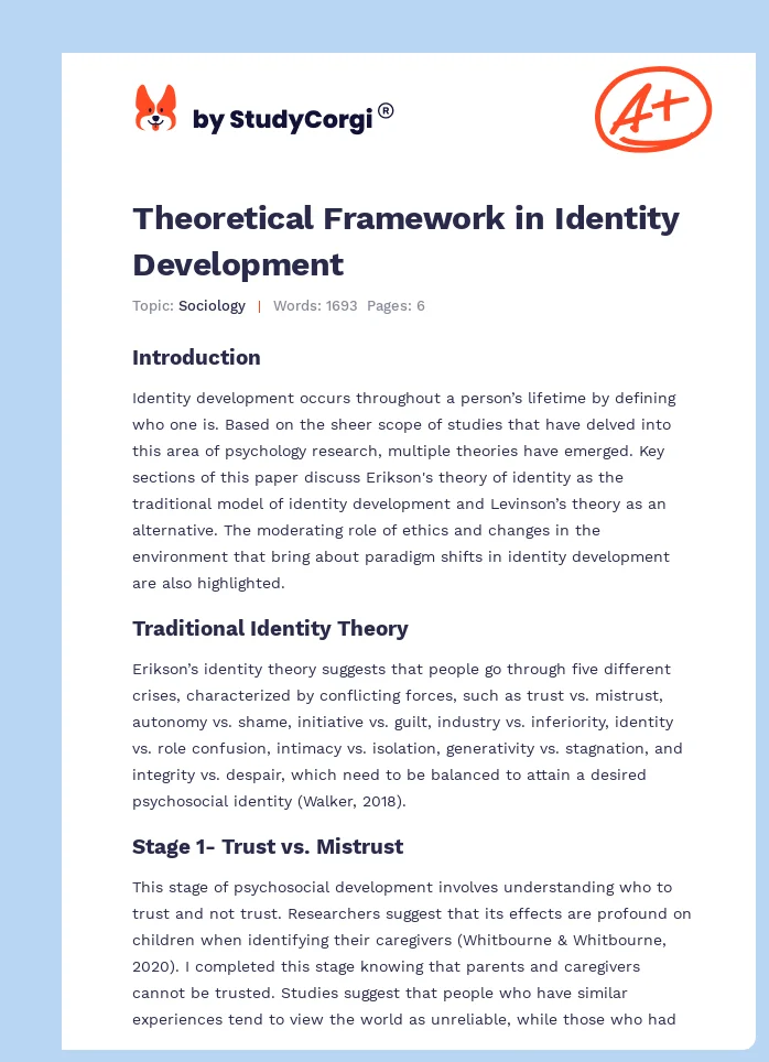 Theoretical Framework in Identity Development. Page 1