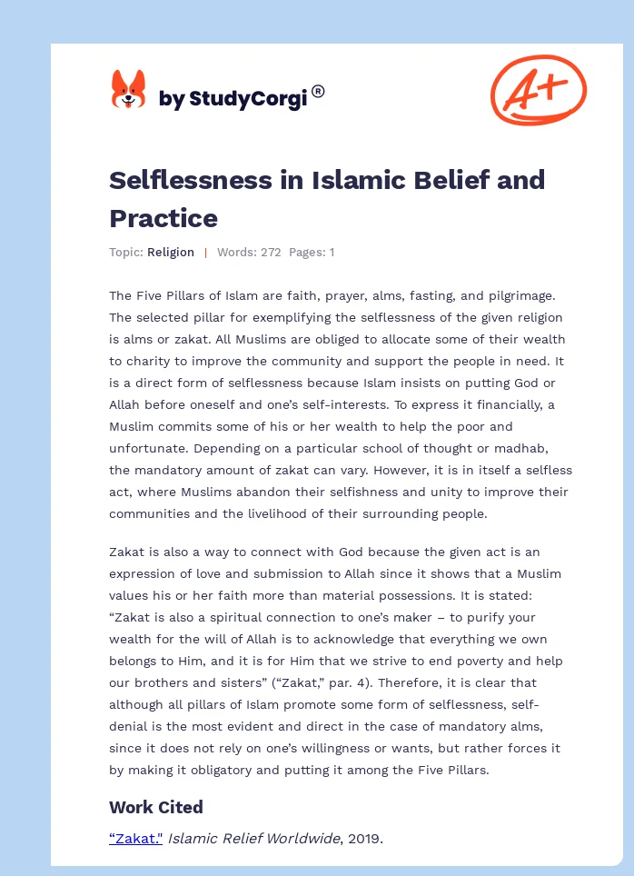 Selflessness in Islamic Belief and Practice. Page 1