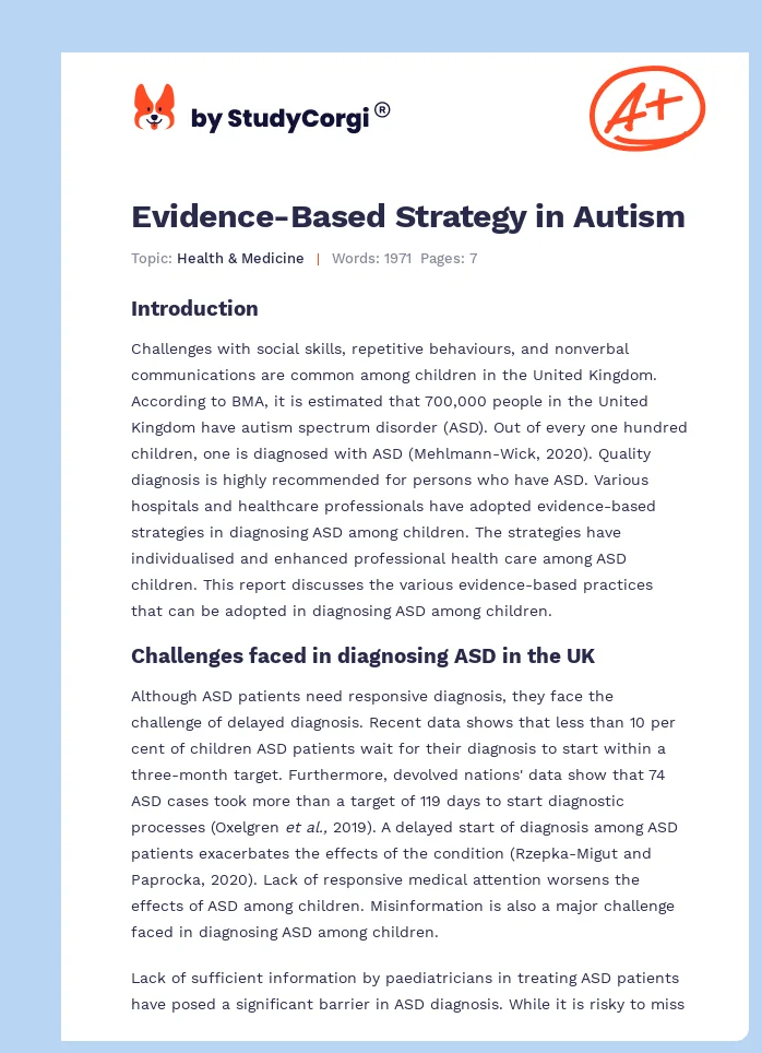 Evidence-Based Strategy in Autism. Page 1