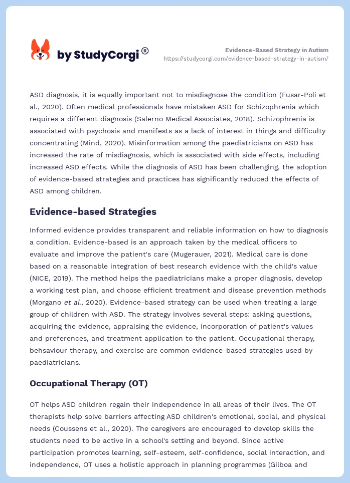 Evidence-Based Strategy in Autism. Page 2