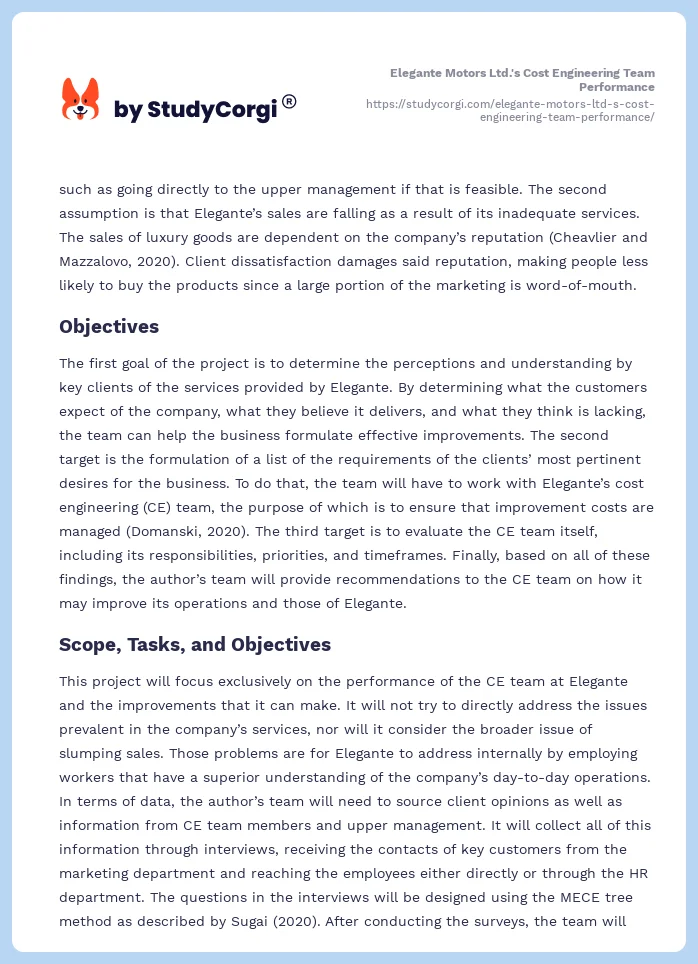 Elegante Motors Ltd.'s Cost Engineering Team Performance. Page 2
