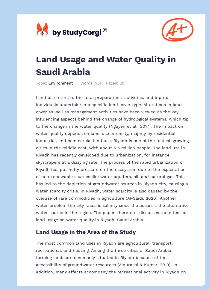 Land Usage and Water Quality in Saudi Arabia. Page 1