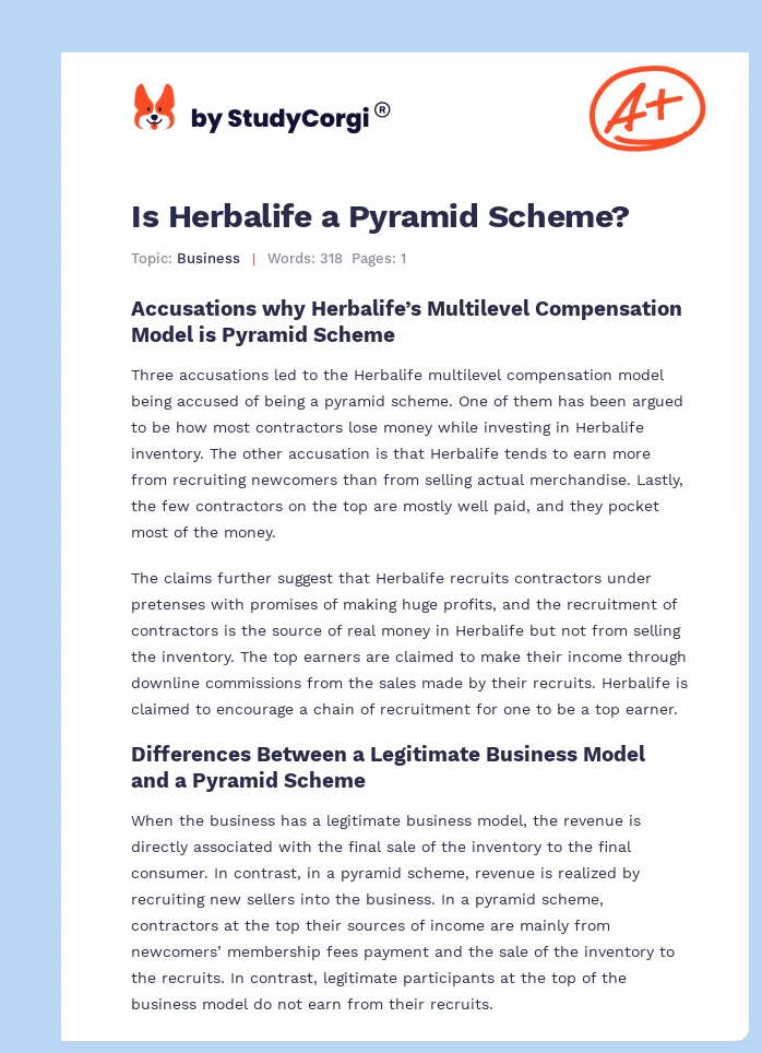 Is Herbalife a Pyramid Scheme?. Page 1