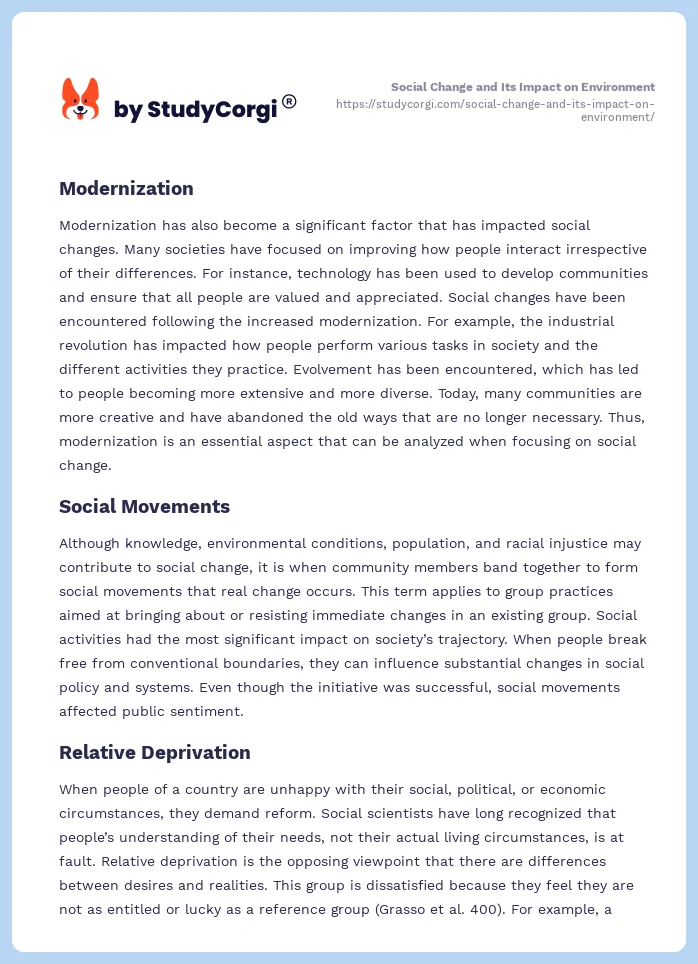 Social Change and Its Impact on Environment. Page 2