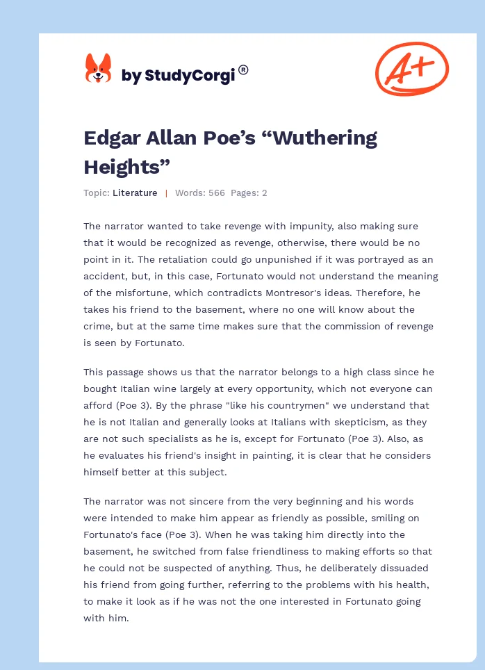 Edgar Allan Poe’s “Wuthering Heights”. Page 1