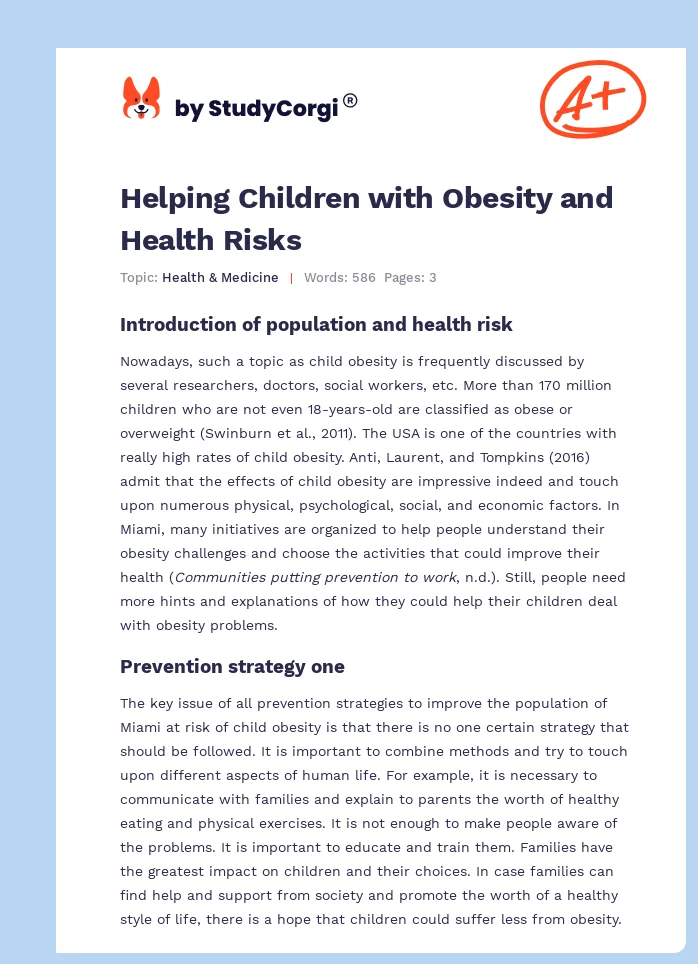 Helping Children with Obesity and Health Risks. Page 1