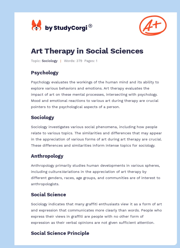 Art Therapy in Social Sciences. Page 1