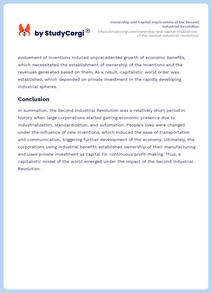 Ownership and Capital Implications of the Second Industrial Revolution. Page 2