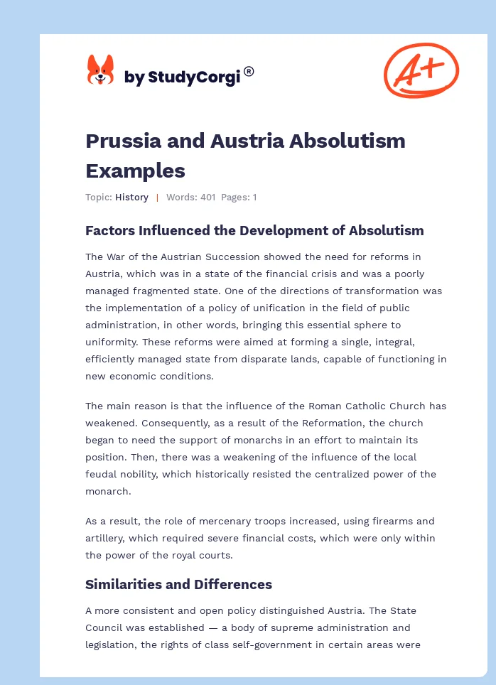 Absolutism in Austria and Prussia. Page 1