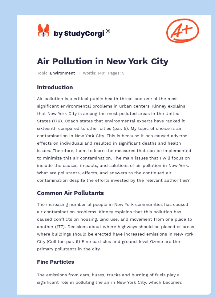 Air Pollution in New York City. Page 1