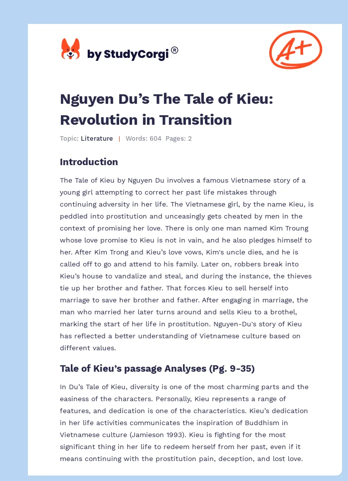 Nguyen Du’s The Tale of Kieu: Revolution in Transition. Page 1