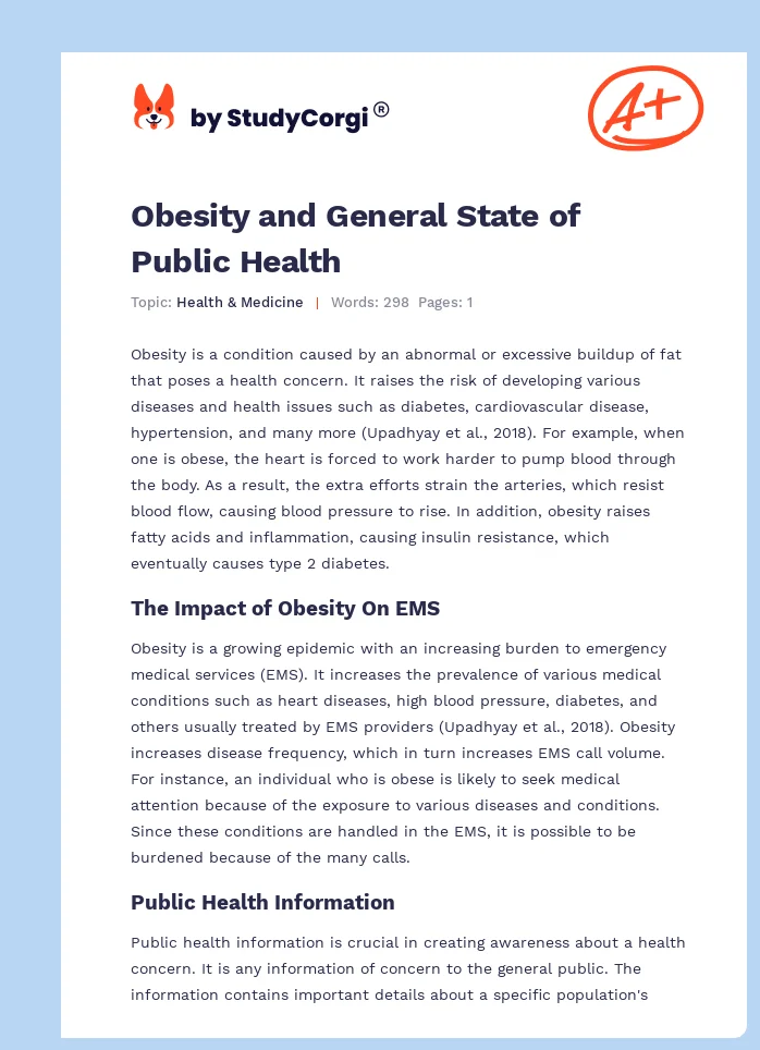 Obesity and General State of Public Health. Page 1